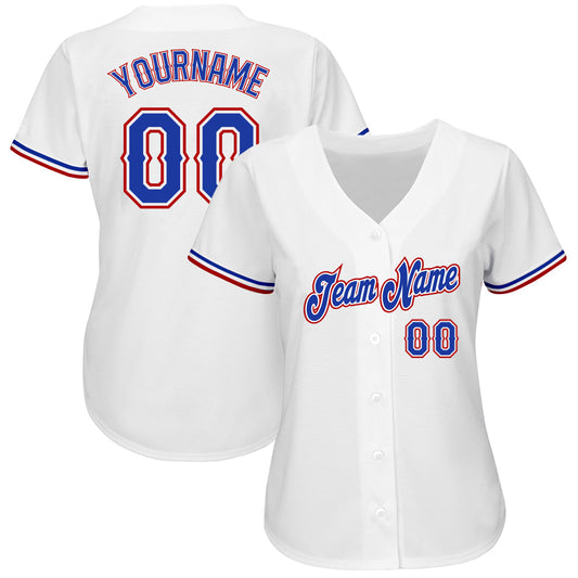 Custom White Royal-Red Authentic Baseball Jersey - Sky-Custom