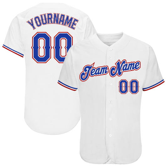 Custom White Royal-Red Authentic Baseball Jersey - Sky-Custom