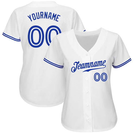 Custom White Royal Authentic Baseball Jersey - Sky-Custom