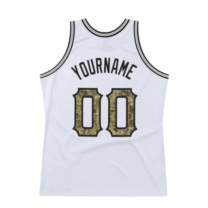 Custom White Camo-Gray Authentic Throwback Basketball Jersey - Sky-Custom