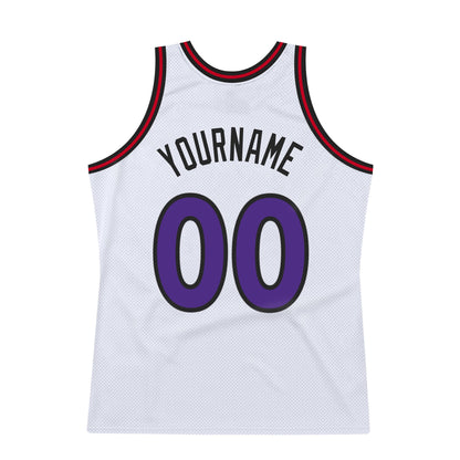 Custom White Purple-Red Authentic Throwback Basketball Jersey - Sky-Custom