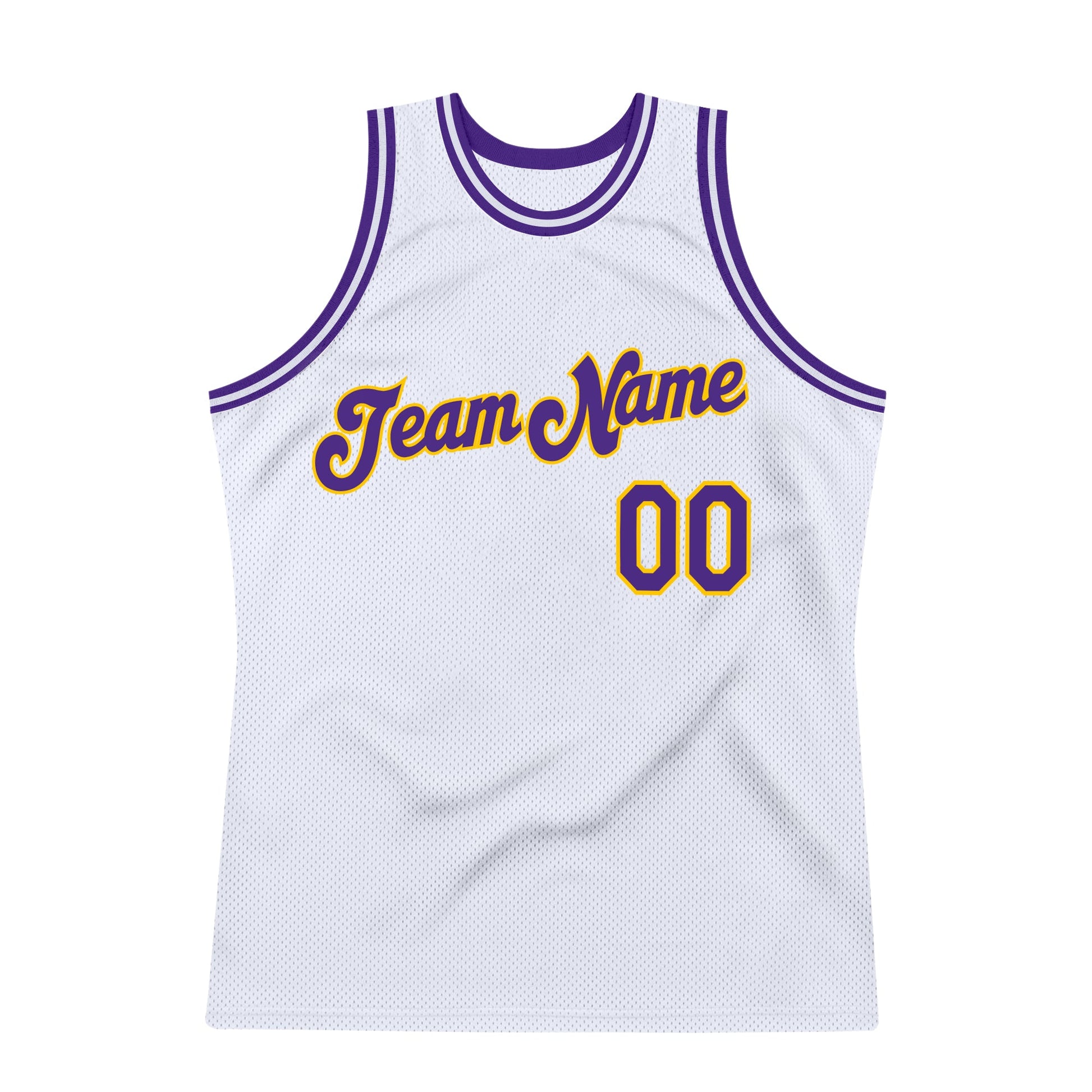 Custom White Purple-Gold Authentic Throwback Basketball Jersey - Sky-Custom