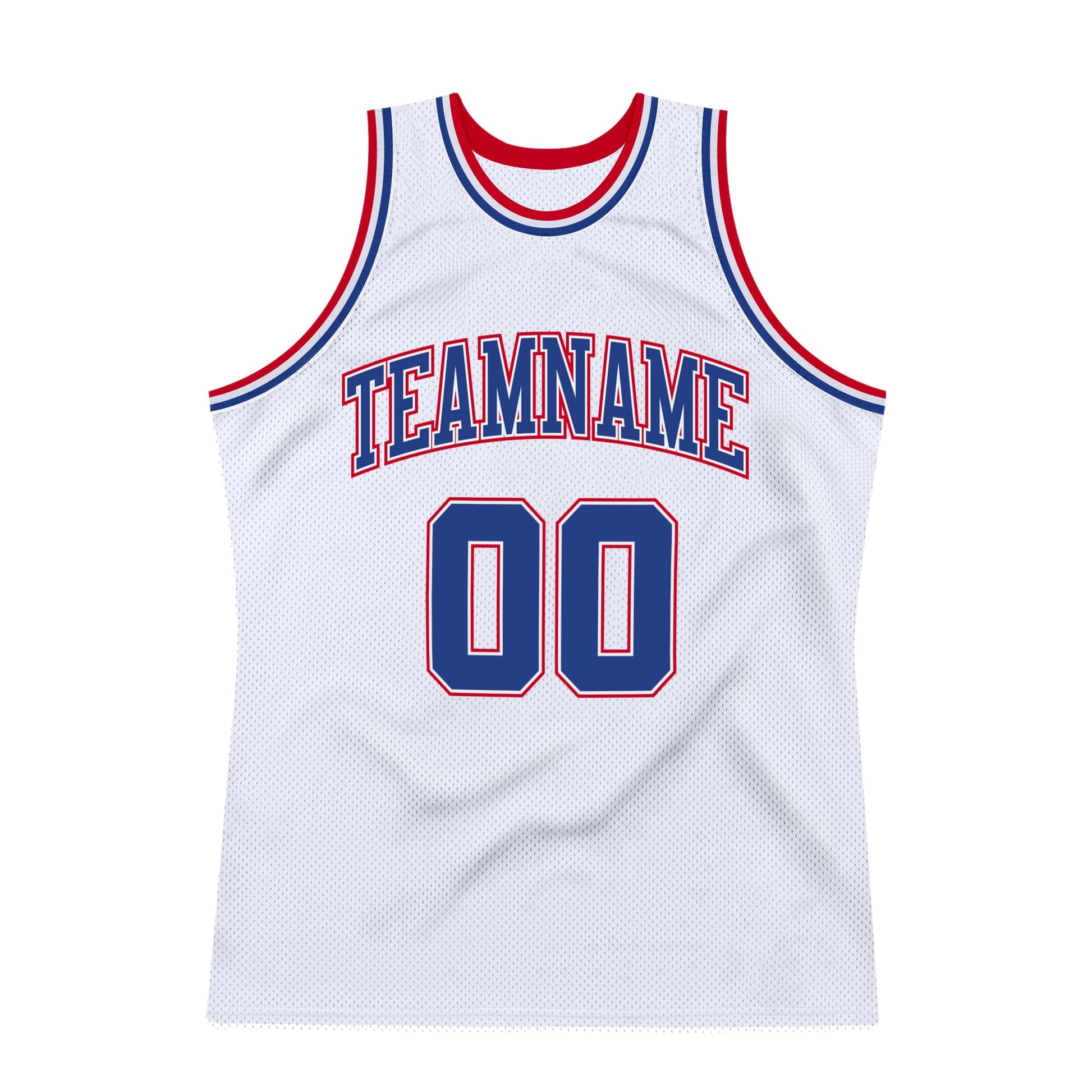 Custom White Royal-Red Authentic Throwback Basketball Jersey - Sky-Custom