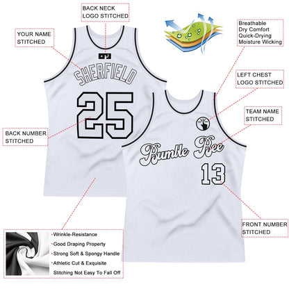 Custom White White-Black Authentic Throwback Basketball Jersey - Sky-Custom