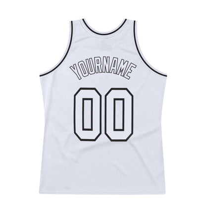 Custom White White-Black Authentic Throwback Basketball Jersey - Sky-Custom