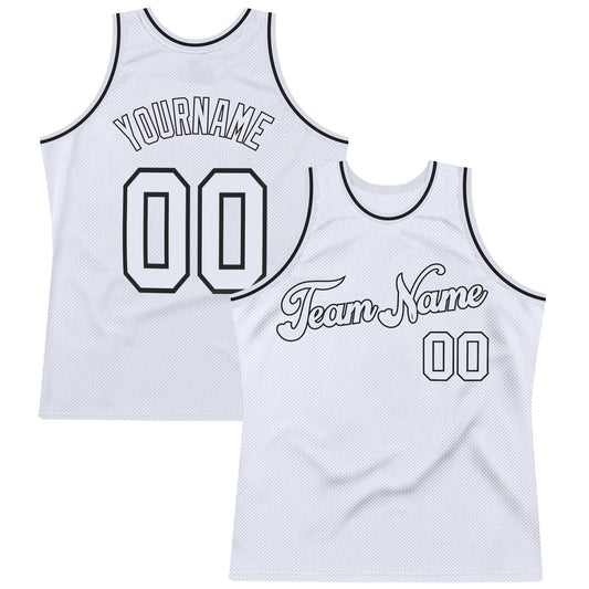 Custom White White-Black Authentic Throwback Basketball Jersey - Sky-Custom