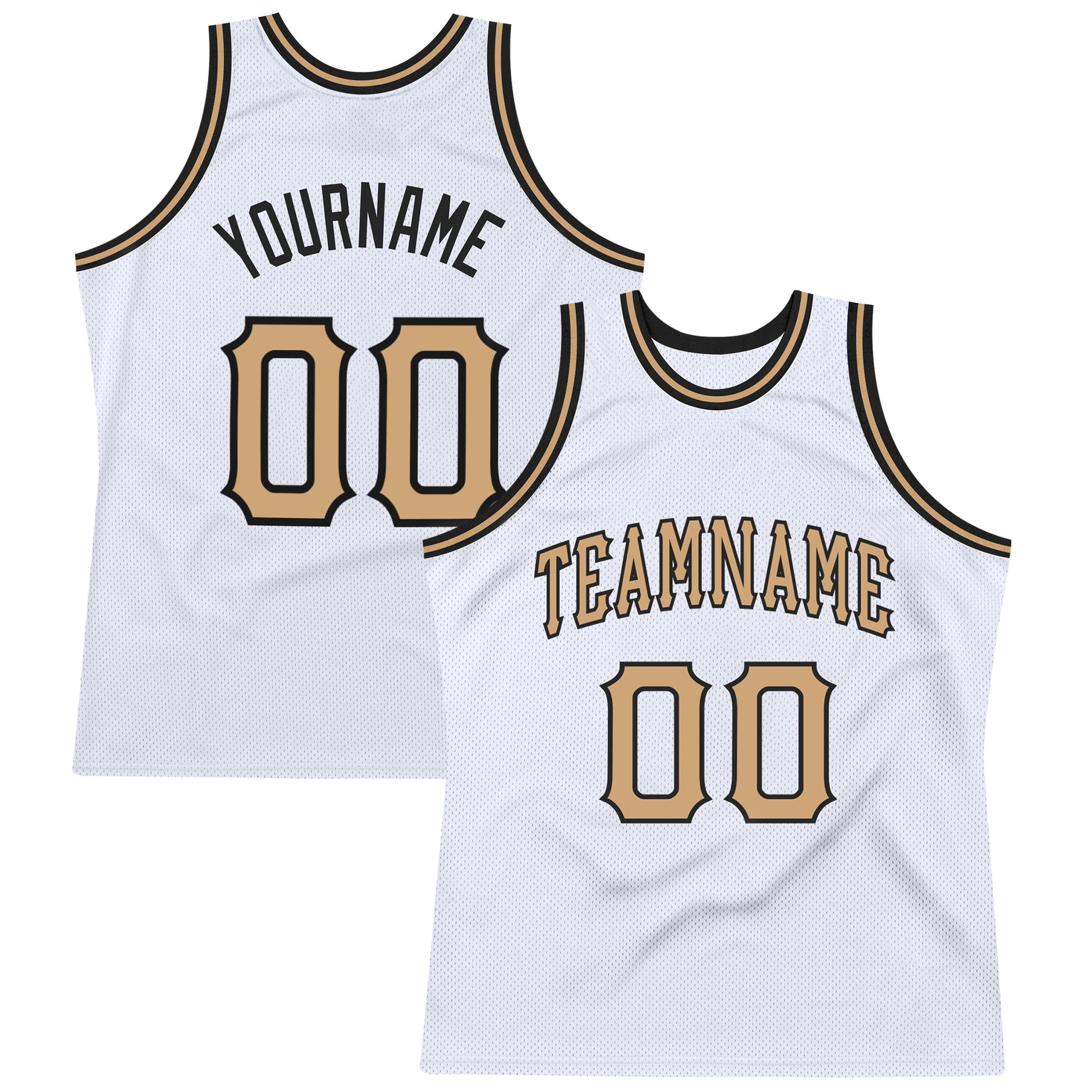 Custom White Old Gold-Black Authentic Throwback Basketball Jersey - Sky-Custom