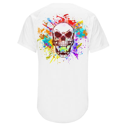Custom White Royal-Red Authentic Skull Fashion Baseball Jersey - Sky-Custom