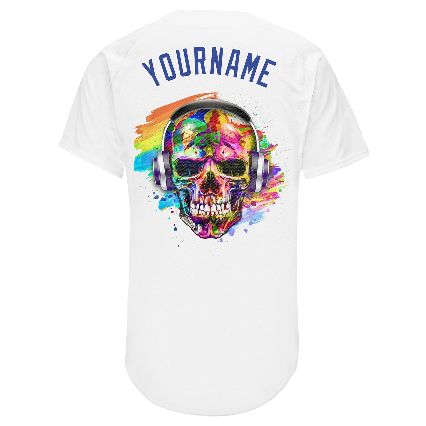 Custom White Royal-Orange Authentic Skull Fashion Baseball Jersey - Sky-Custom