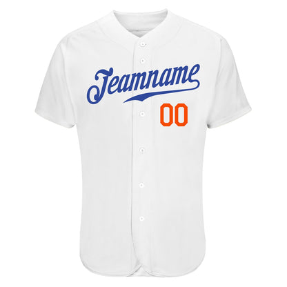Custom White Royal-Orange Authentic Skull Fashion Baseball Jersey - Sky-Custom