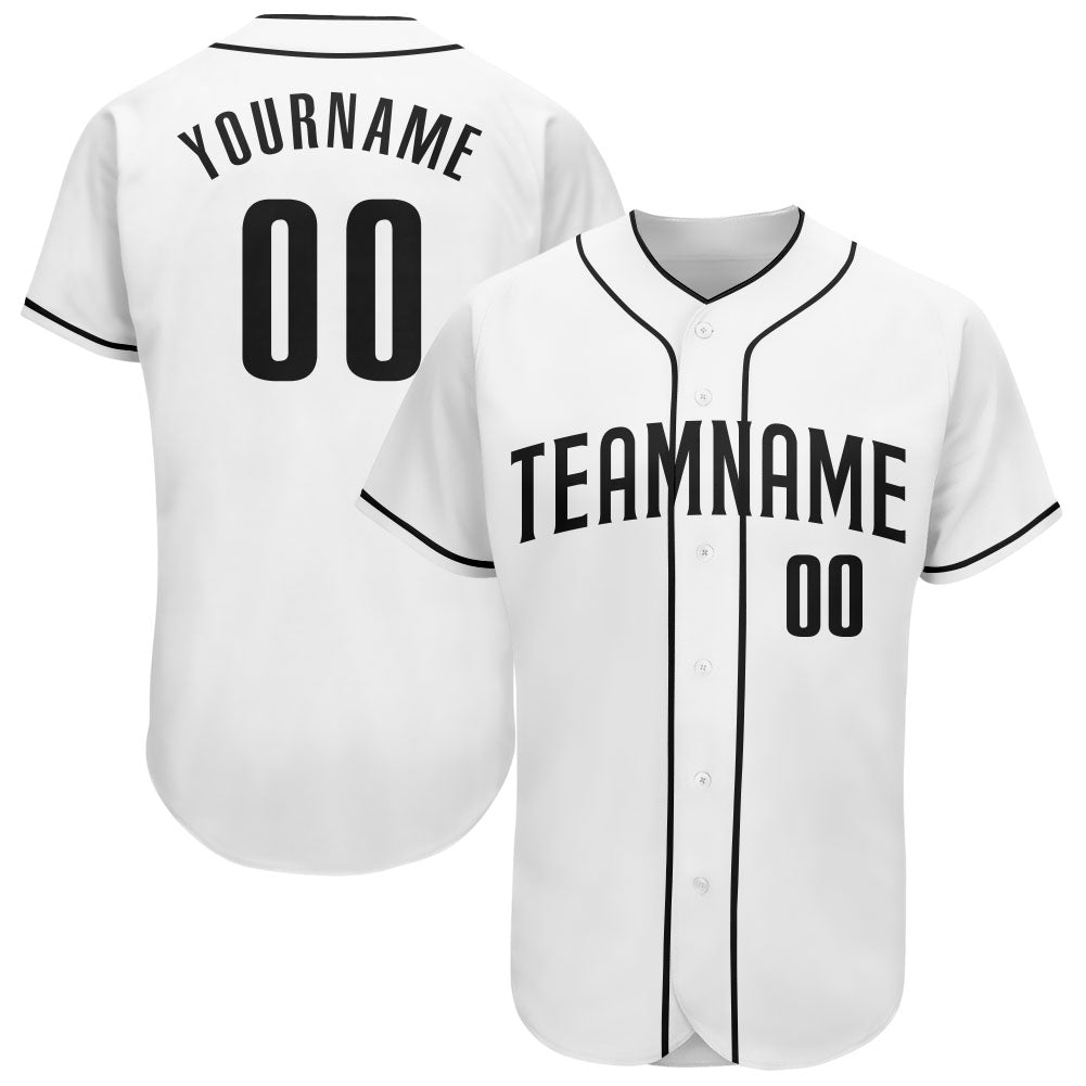 Custom White Black Authentic Baseball Jersey - Sky-Custom