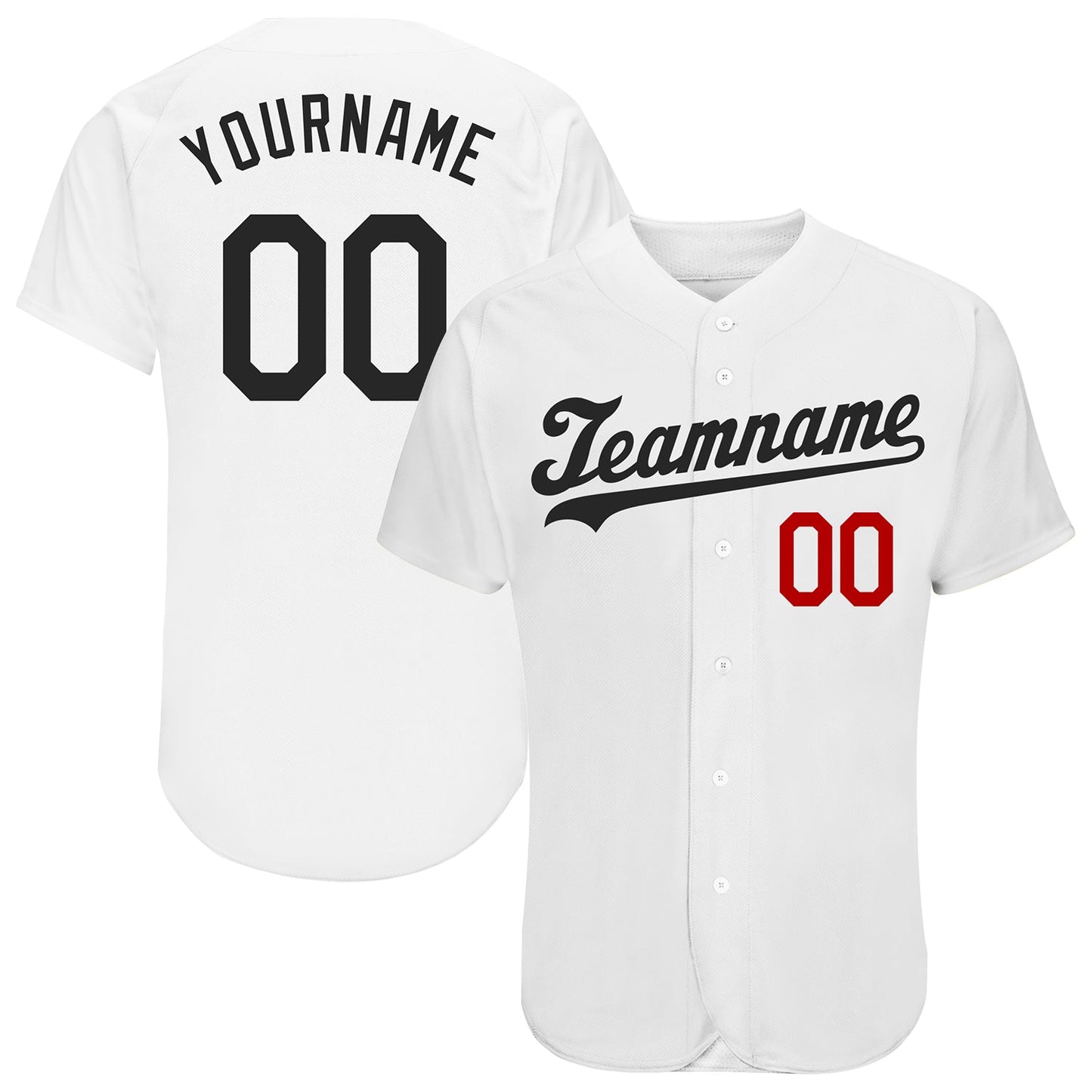 Custom White Black-Red Authentic Baseball Jersey - Sky-Custom