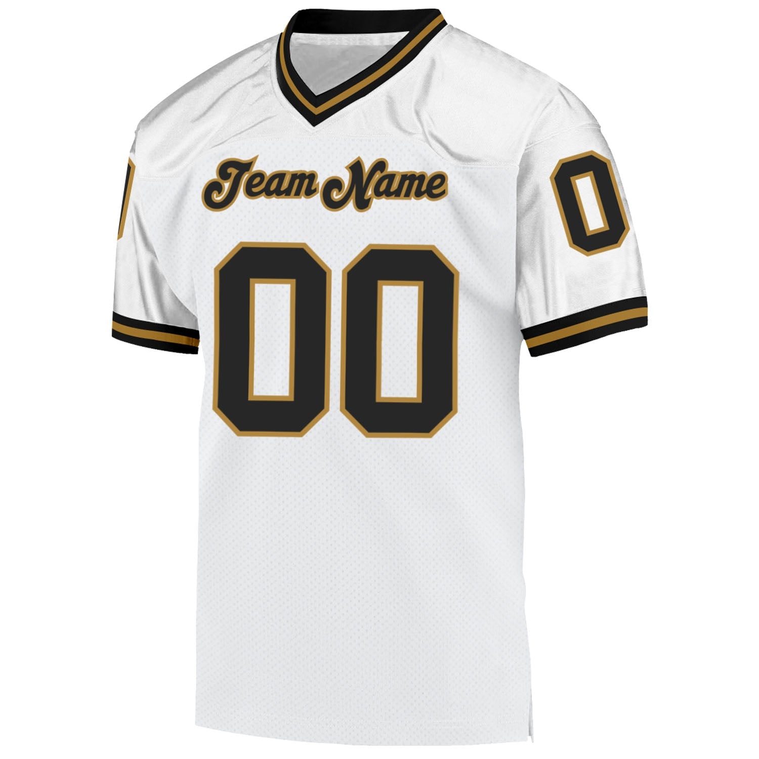 Custom White Black-Old Gold Mesh Authentic Throwback Football Jersey - Sky-Custom