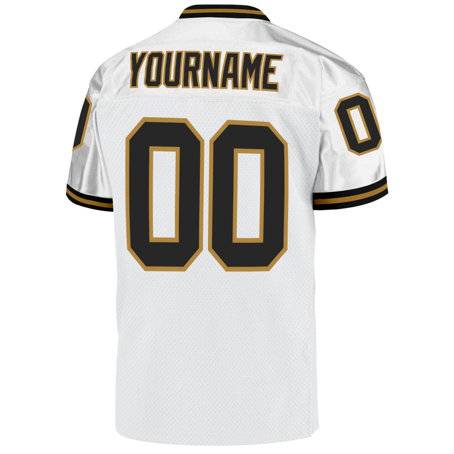 Custom White Black-Old Gold Mesh Authentic Throwback Football Jersey - Sky-Custom