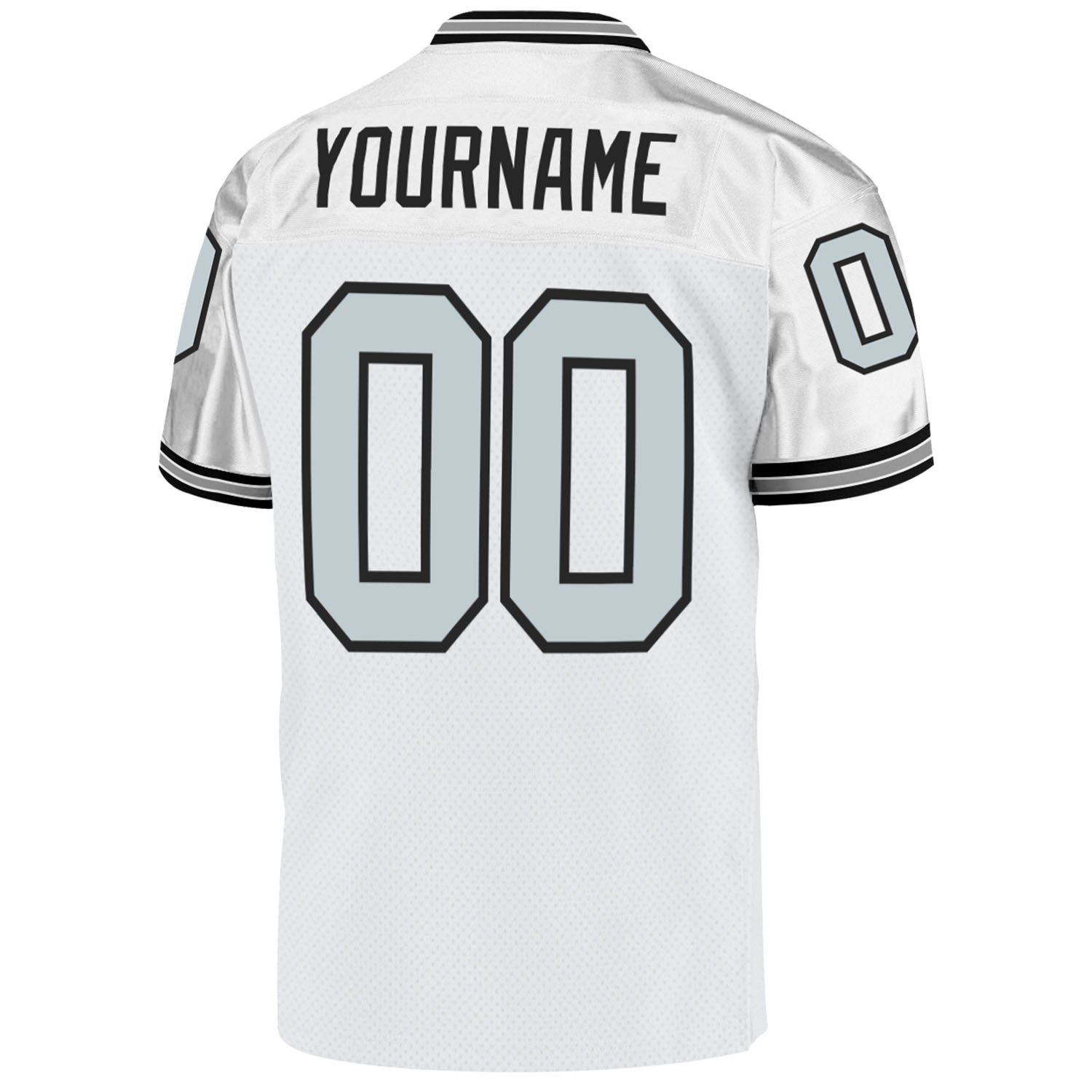 Custom White Silver-Black Mesh Authentic Throwback Football Jersey - Sky-Custom