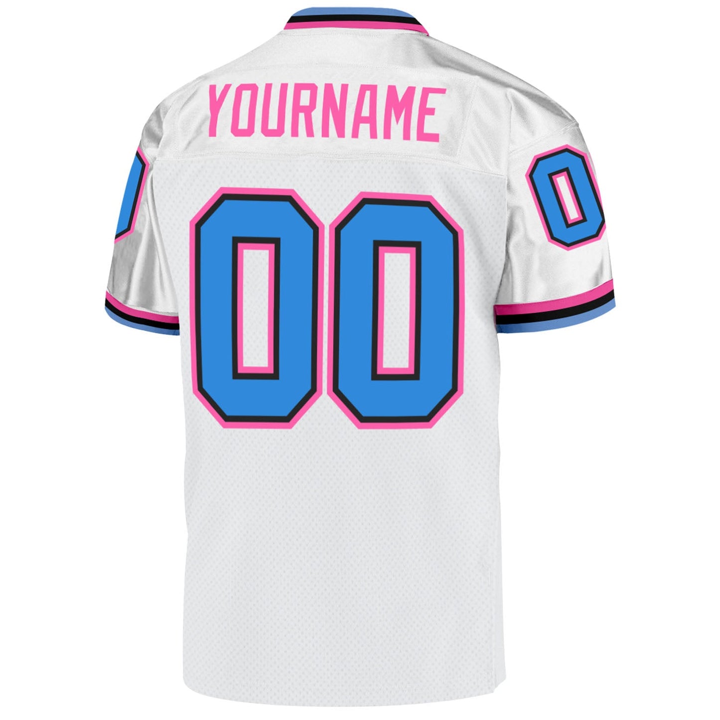 Custom White Powder Blue-Pink Mesh Authentic Throwback Football Jersey - Sky-Custom
