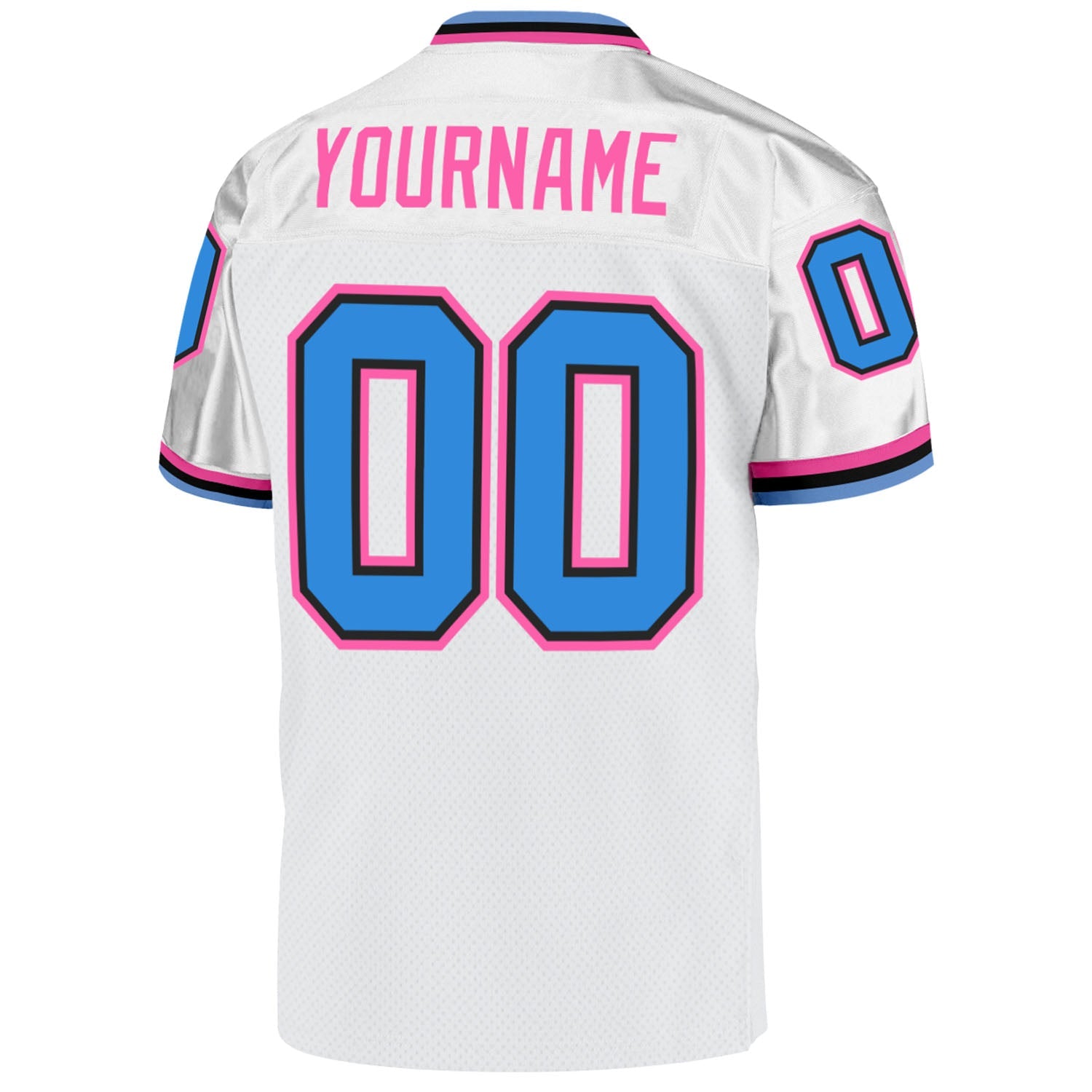 Custom White Powder Blue-Pink Mesh Authentic Throwback Football Jersey - Sky-Custom
