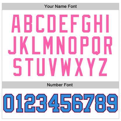 Custom White Powder Blue-Pink Mesh Authentic Throwback Football Jersey - Sky-Custom