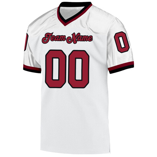 Custom White Cardinal-Black Mesh Authentic Throwback Football Jersey - Sky-Custom