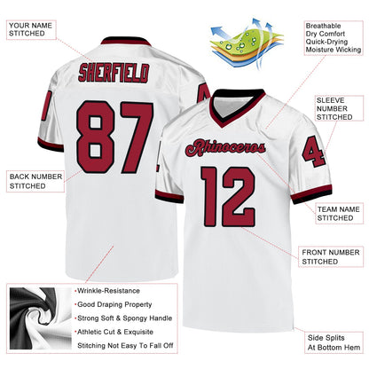 Custom White Cardinal-Black Mesh Authentic Throwback Football Jersey - Sky-Custom
