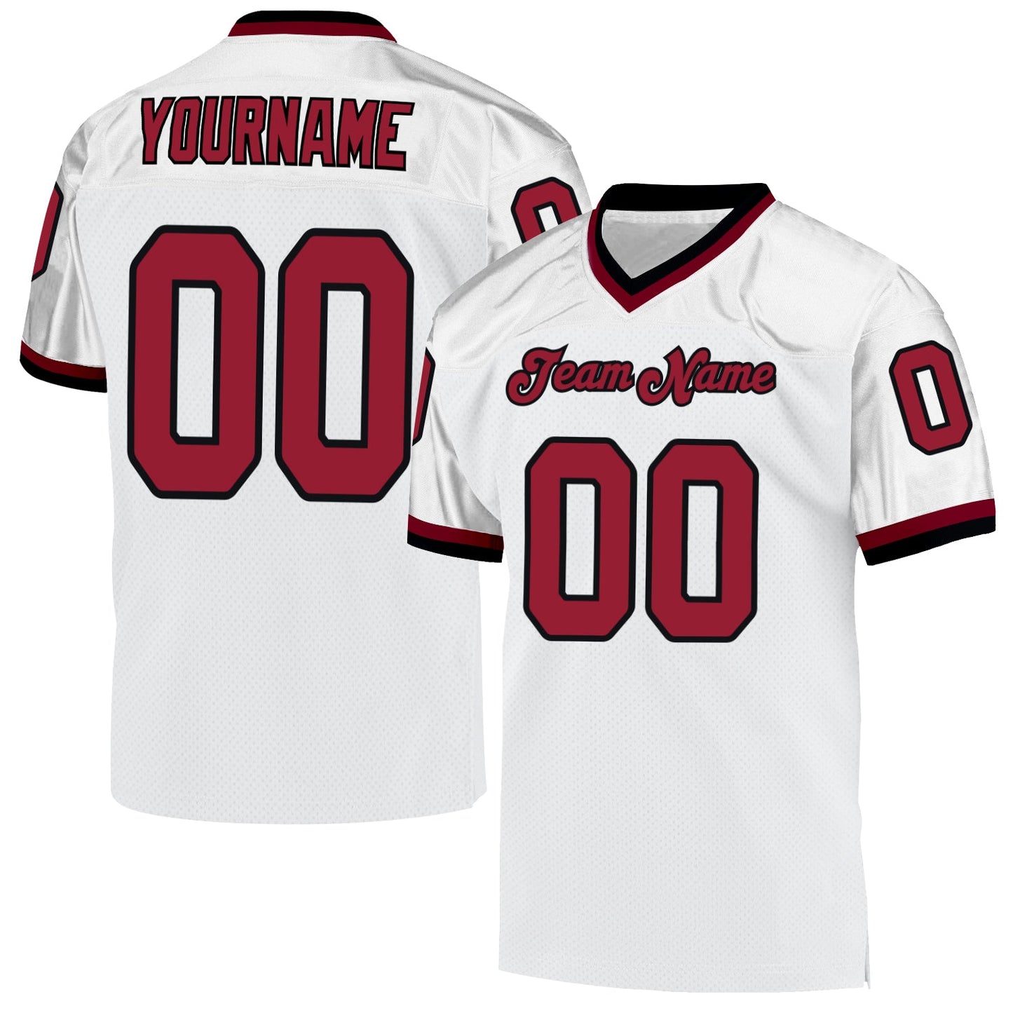 Custom White Cardinal-Black Mesh Authentic Throwback Football Jersey - Sky-Custom