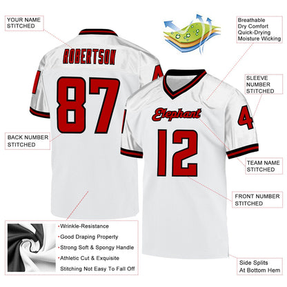 Custom White Red-Black Mesh Authentic Throwback Football Jersey - Sky-Custom