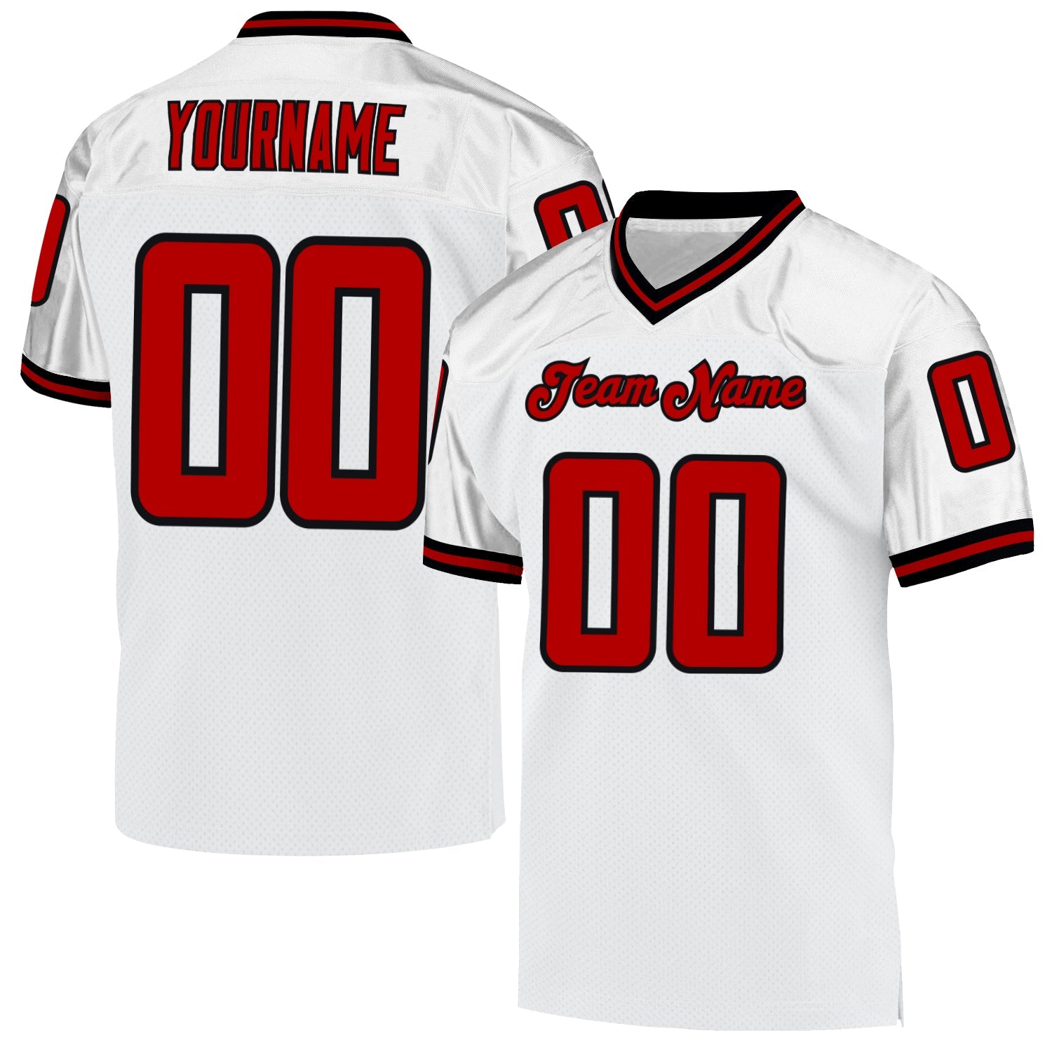 Custom White Red-Black Mesh Authentic Throwback Football Jersey - Sky-Custom