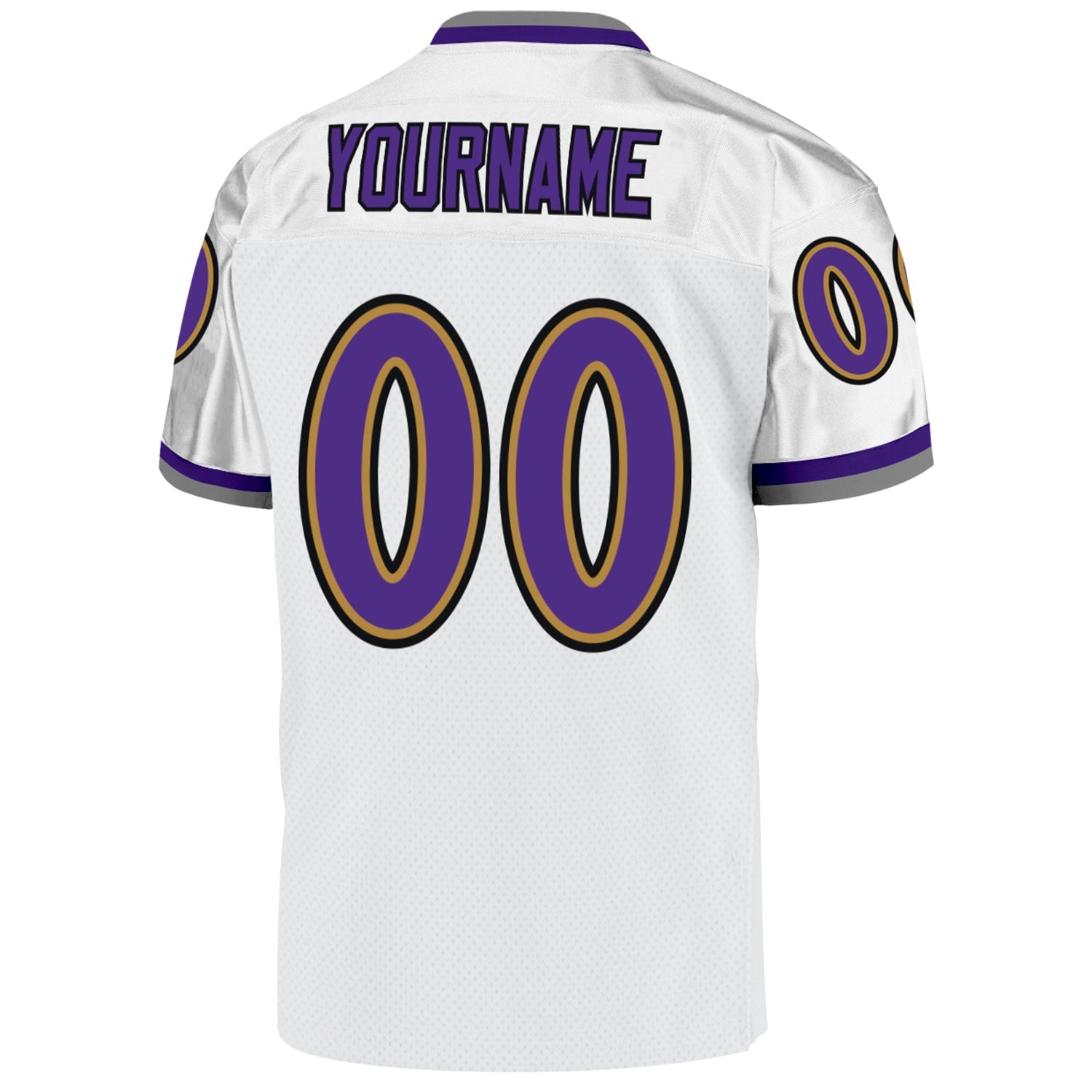 Custom White Purple-Old Gold Mesh Authentic Throwback Football Jersey - Sky-Custom