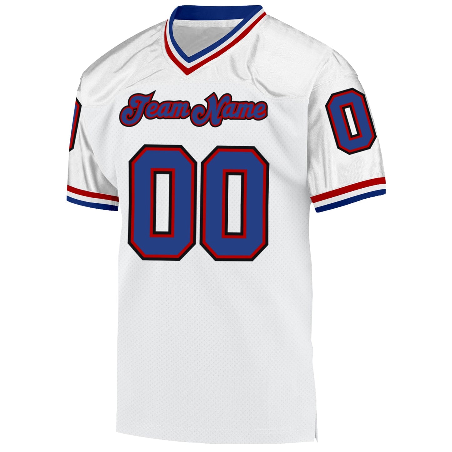 Custom White Royal-Red Mesh Authentic Throwback Football Jersey - Sky-Custom