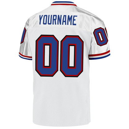 Custom White Royal-Red Mesh Authentic Throwback Football Jersey - Sky-Custom