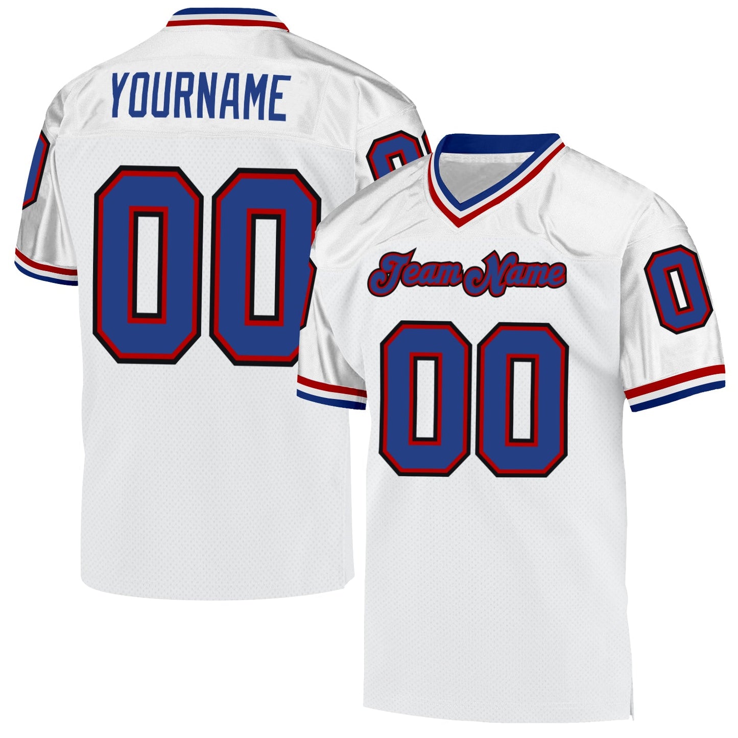 Custom White Royal-Red Mesh Authentic Throwback Football Jersey - Sky-Custom
