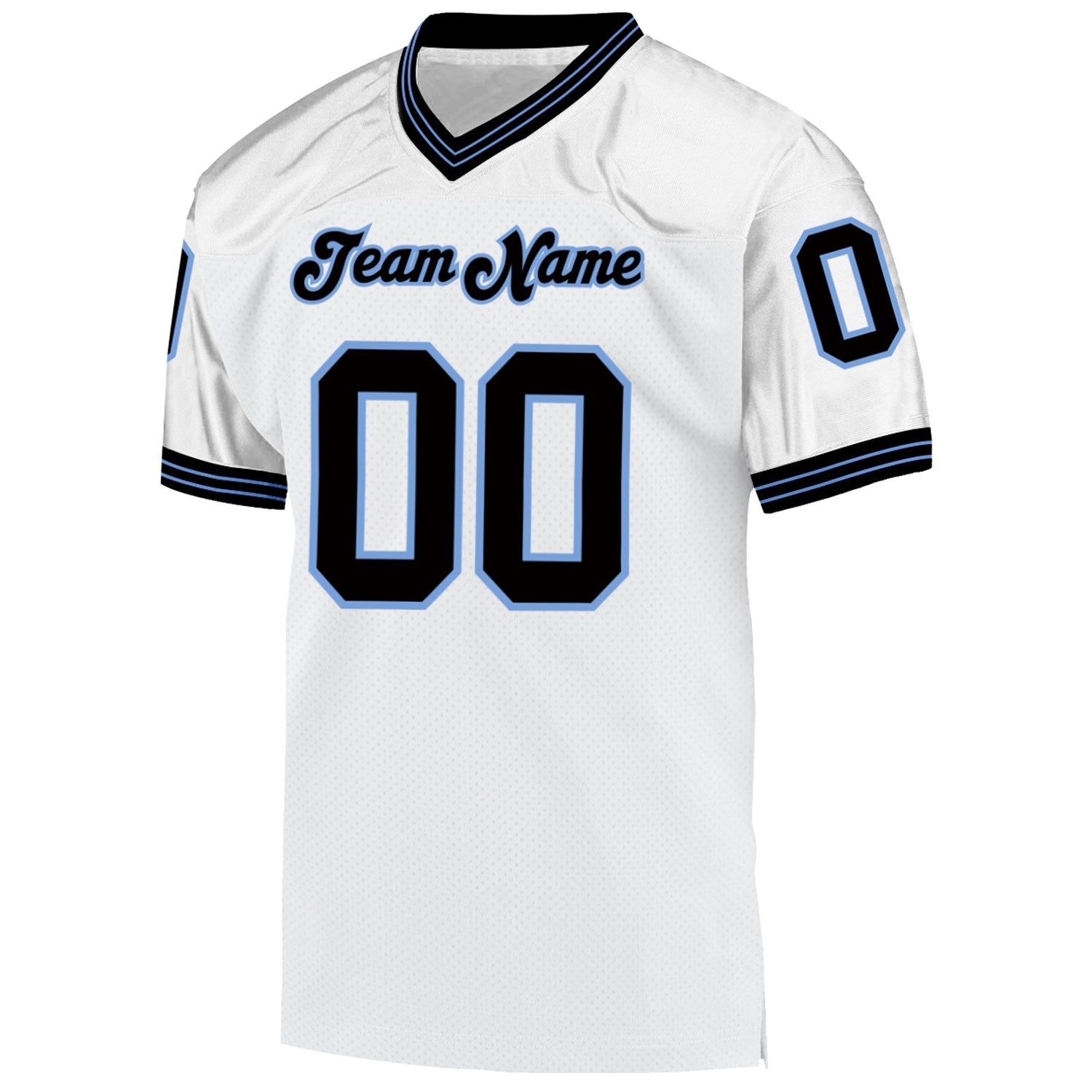 Custom White Black-Light Blue Mesh Authentic Throwback Football Jersey - Sky-Custom