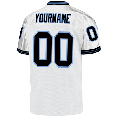 Custom White Black-Light Blue Mesh Authentic Throwback Football Jersey - Sky-Custom