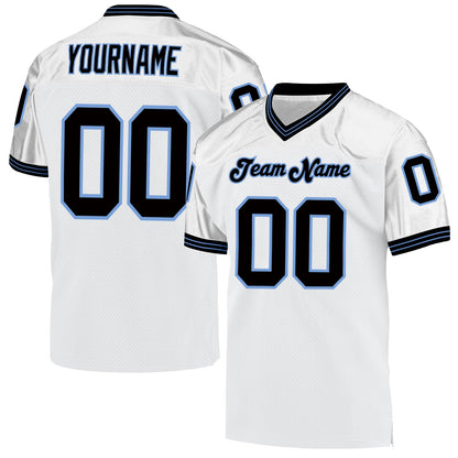 Custom White Black-Light Blue Mesh Authentic Throwback Football Jersey - Sky-Custom