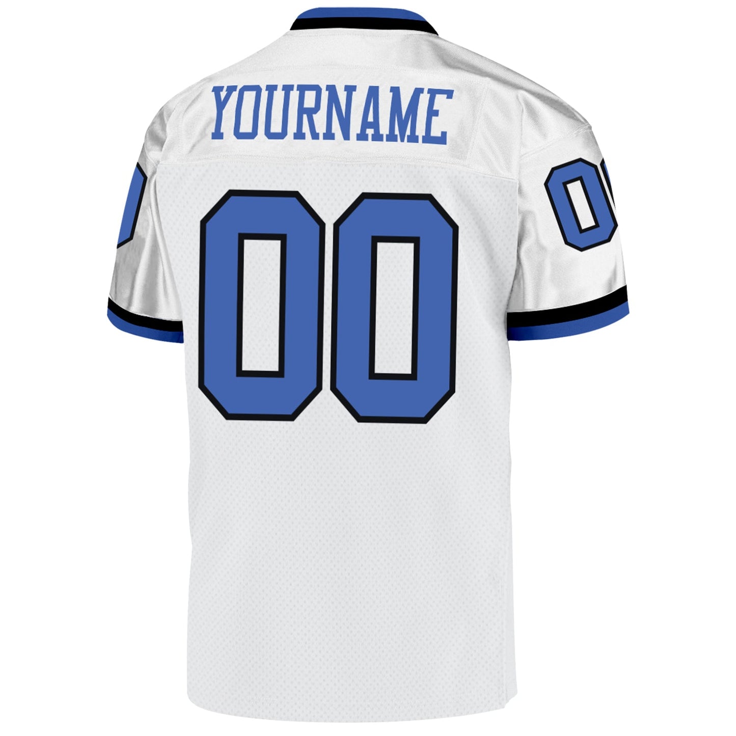 Custom White Blue-Black Mesh Authentic Throwback Football Jersey - Sky-Custom