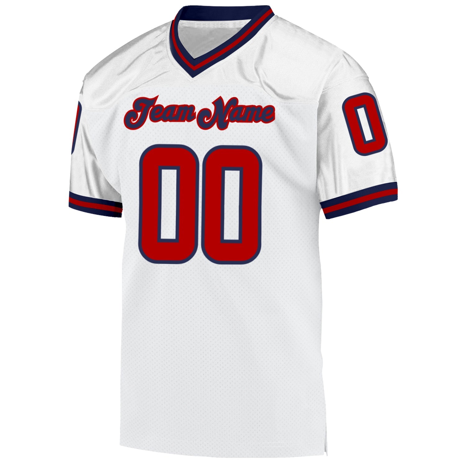 Custom White Red-Navy Mesh Authentic Throwback Football Jersey - Sky-Custom