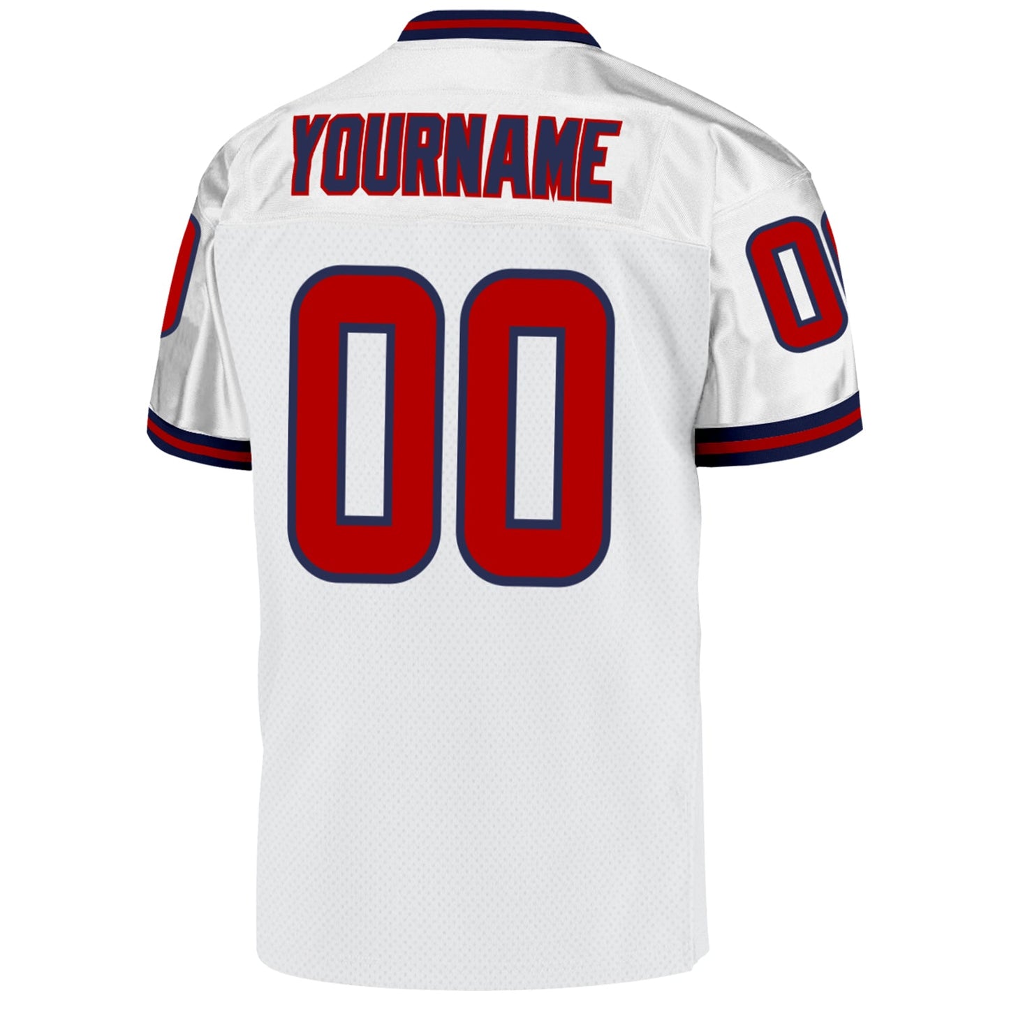 Custom White Red-Navy Mesh Authentic Throwback Football Jersey - Sky-Custom