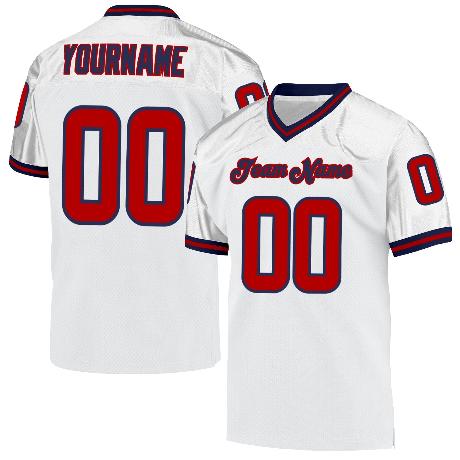 Custom White Red-Navy Mesh Authentic Throwback Football Jersey - Sky-Custom
