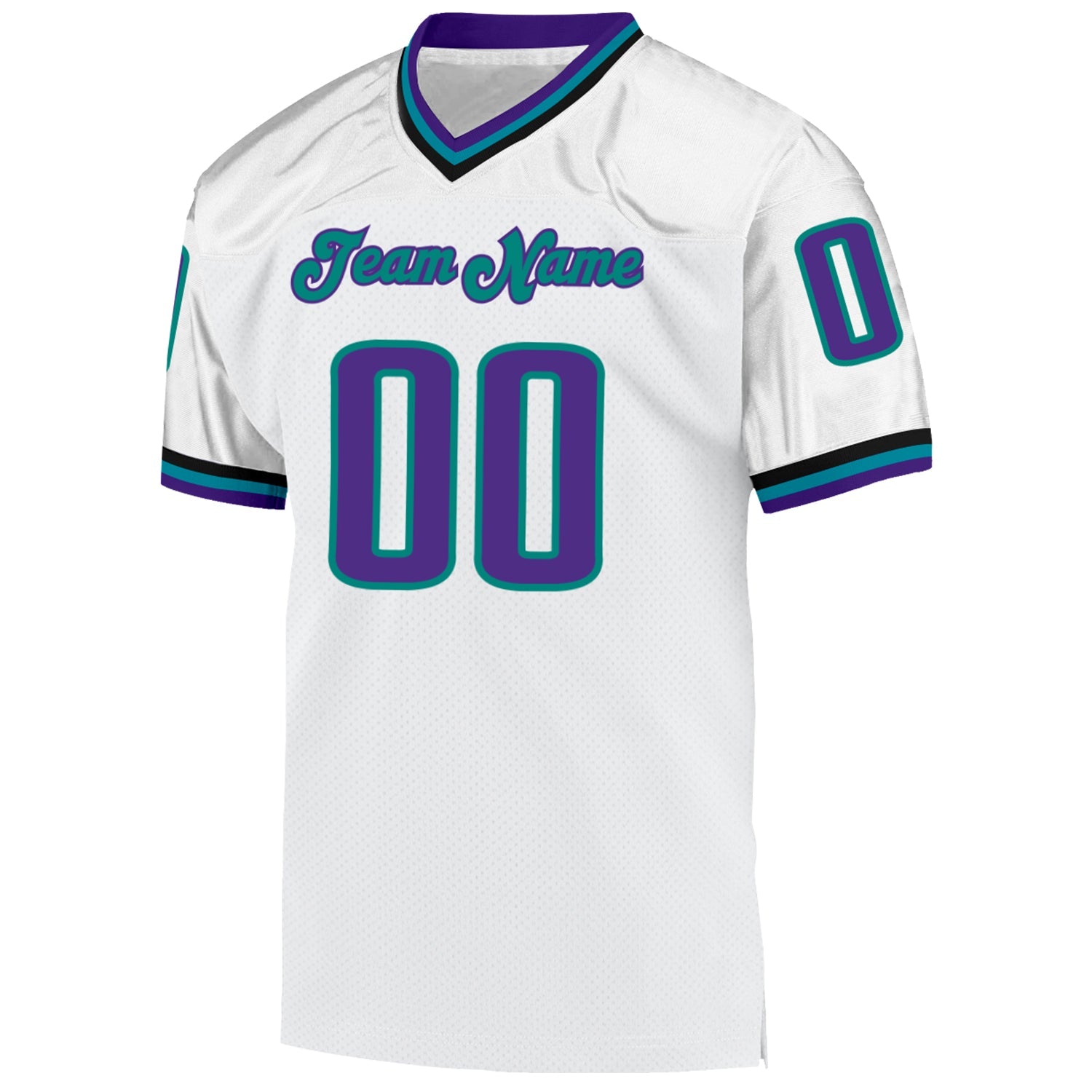 Custom White Purple-Aqua Mesh Authentic Throwback Football Jersey - Sky-Custom