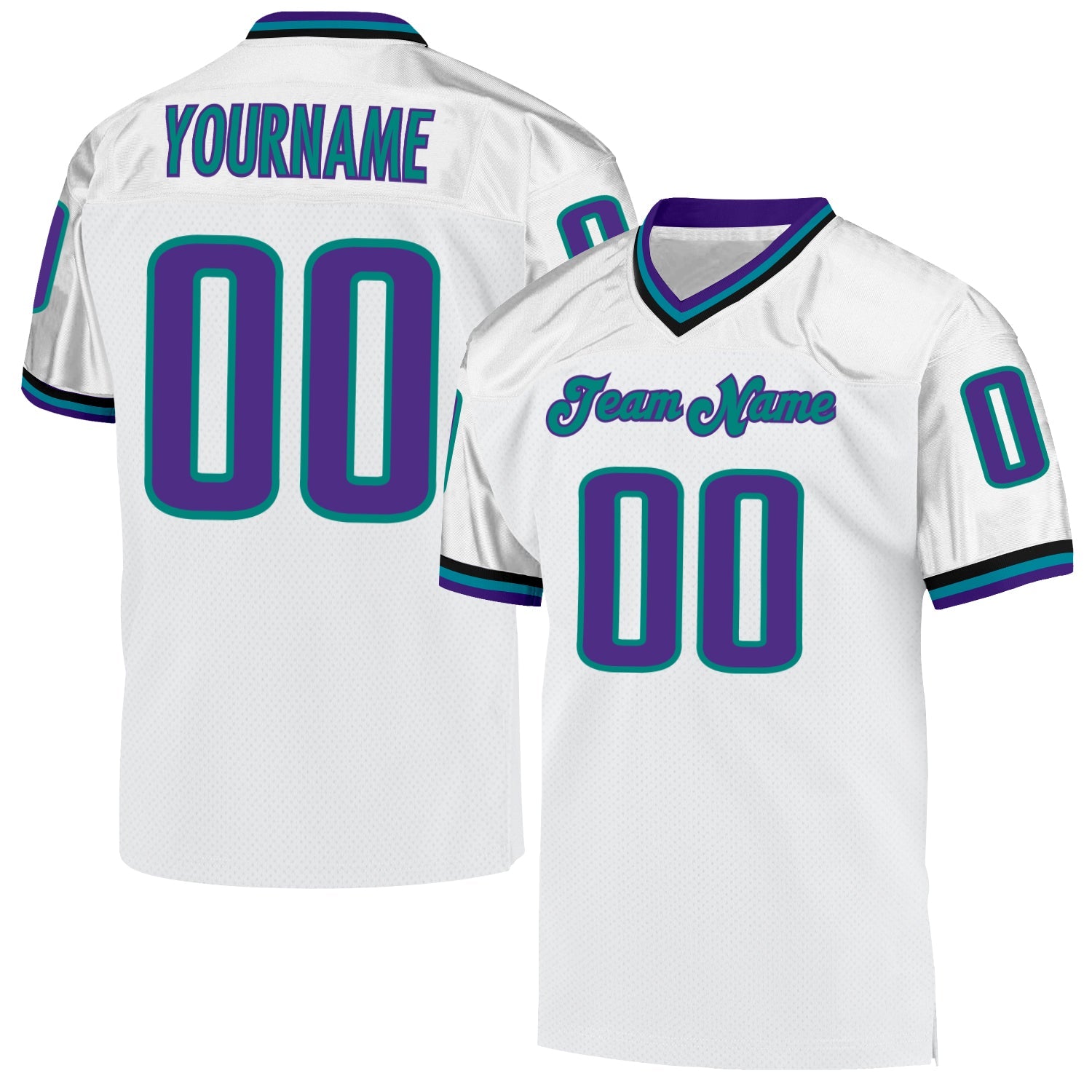 Custom White Purple-Aqua Mesh Authentic Throwback Football Jersey - Sky-Custom