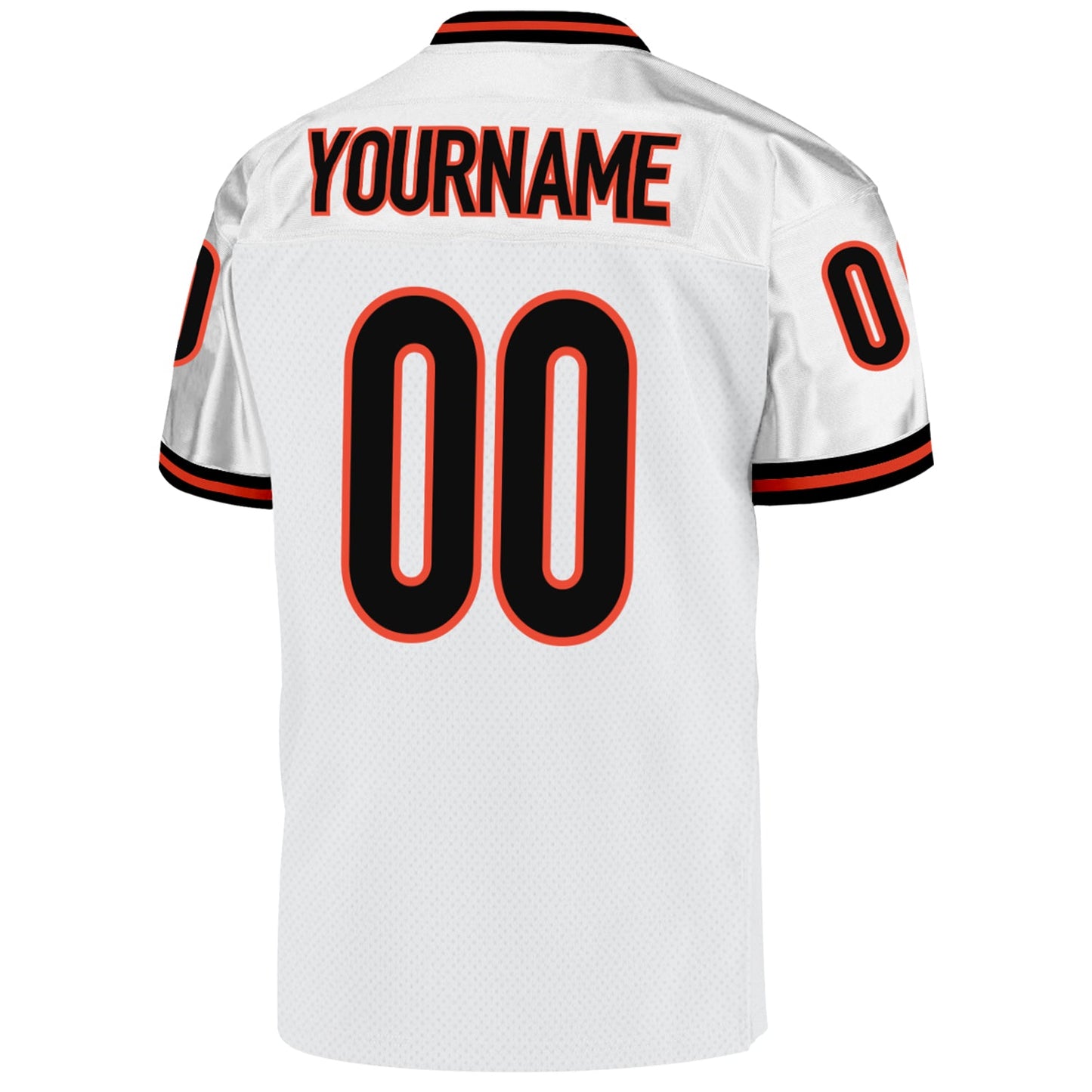 Custom White Black-Orange Mesh Authentic Throwback Football Jersey - Sky-Custom