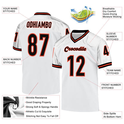 Custom White Black-Orange Mesh Authentic Throwback Football Jersey - Sky-Custom