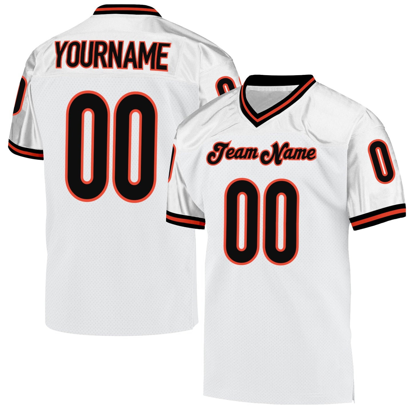 Custom White Black-Orange Mesh Authentic Throwback Football Jersey - Sky-Custom