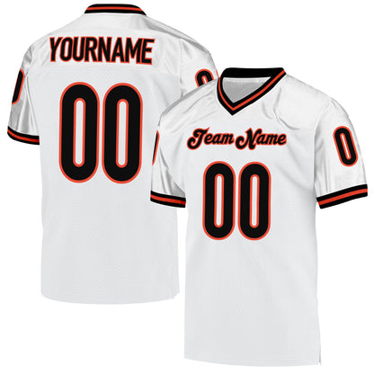 Custom White Black-Orange Mesh Authentic Throwback Football Jersey - Sky-Custom