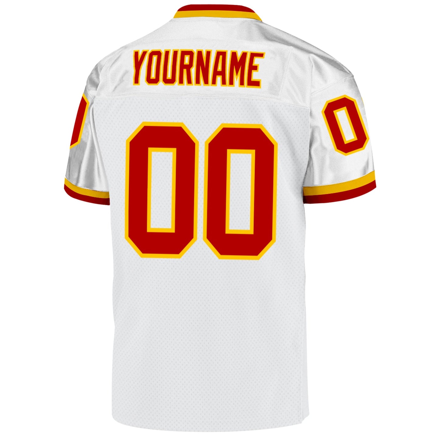Custom White Red-Gold Mesh Authentic Throwback Football Jersey - Sky-Custom