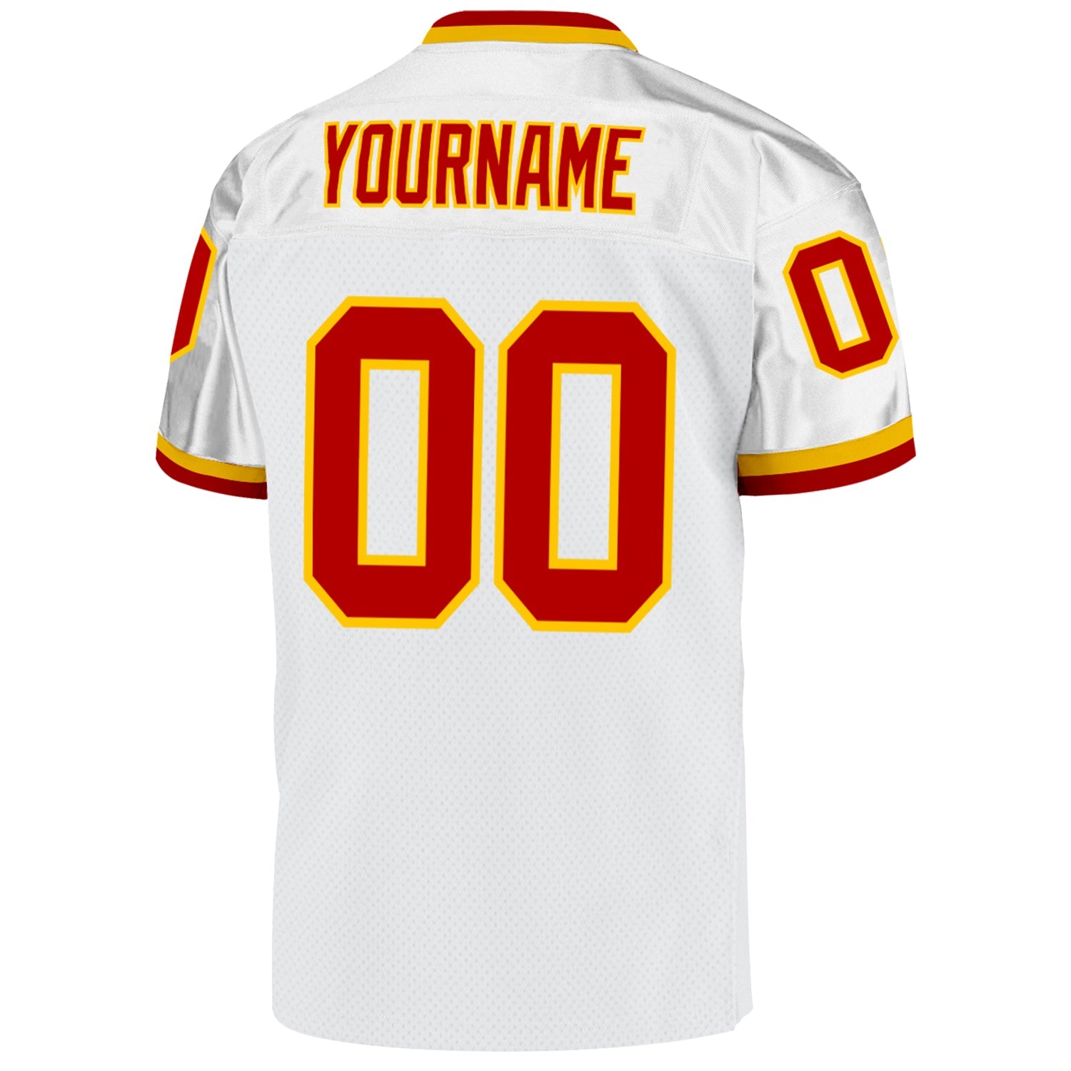 Custom White Red-Gold Mesh Authentic Throwback Football Jersey - Sky-Custom