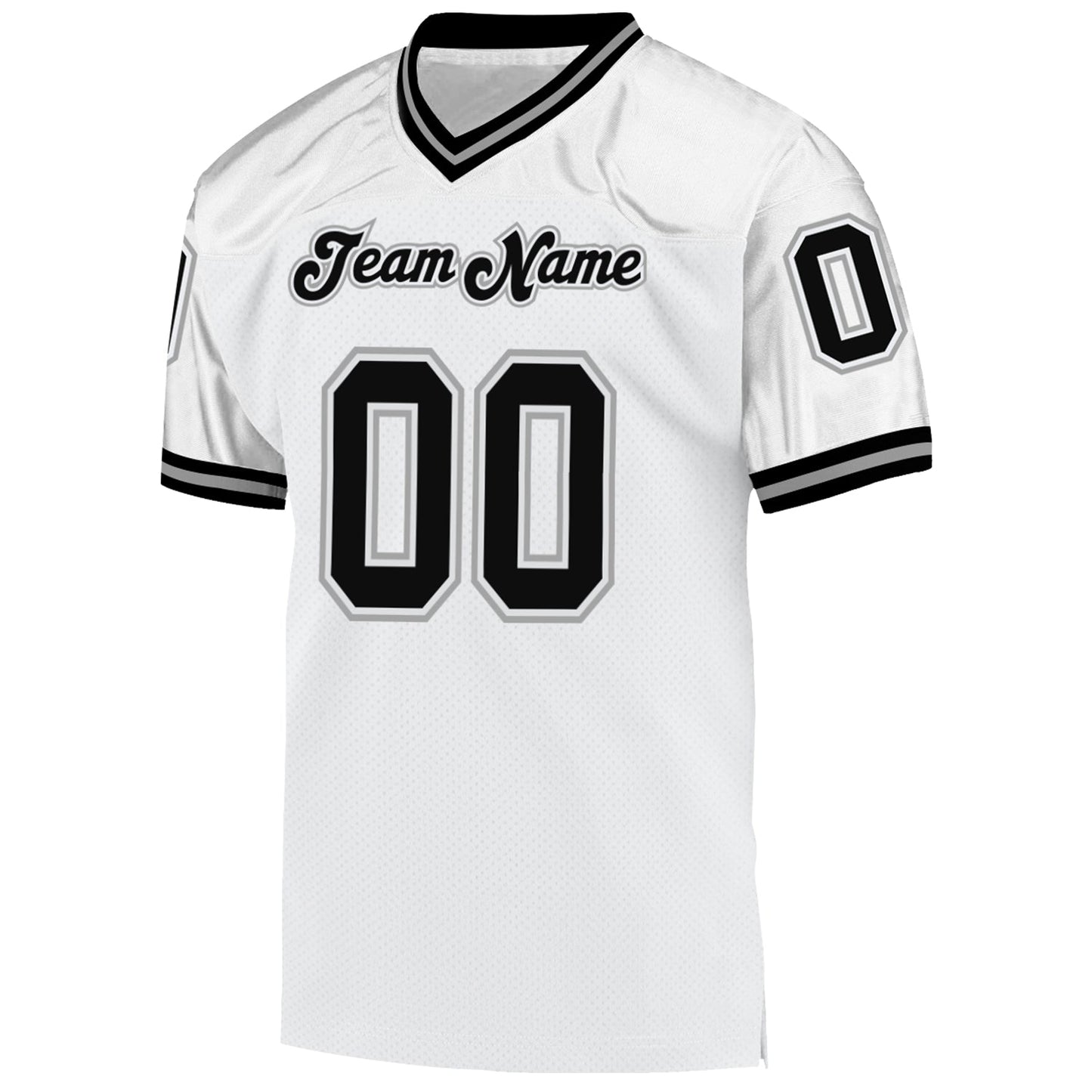 Custom White Black-Gray Mesh Authentic Throwback Football Jersey - Sky-Custom