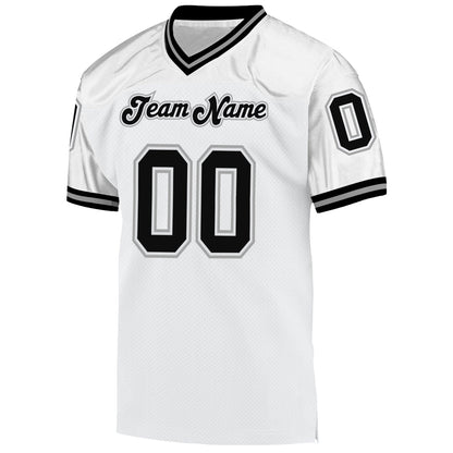 Custom White Black-Gray Mesh Authentic Throwback Football Jersey - Sky-Custom