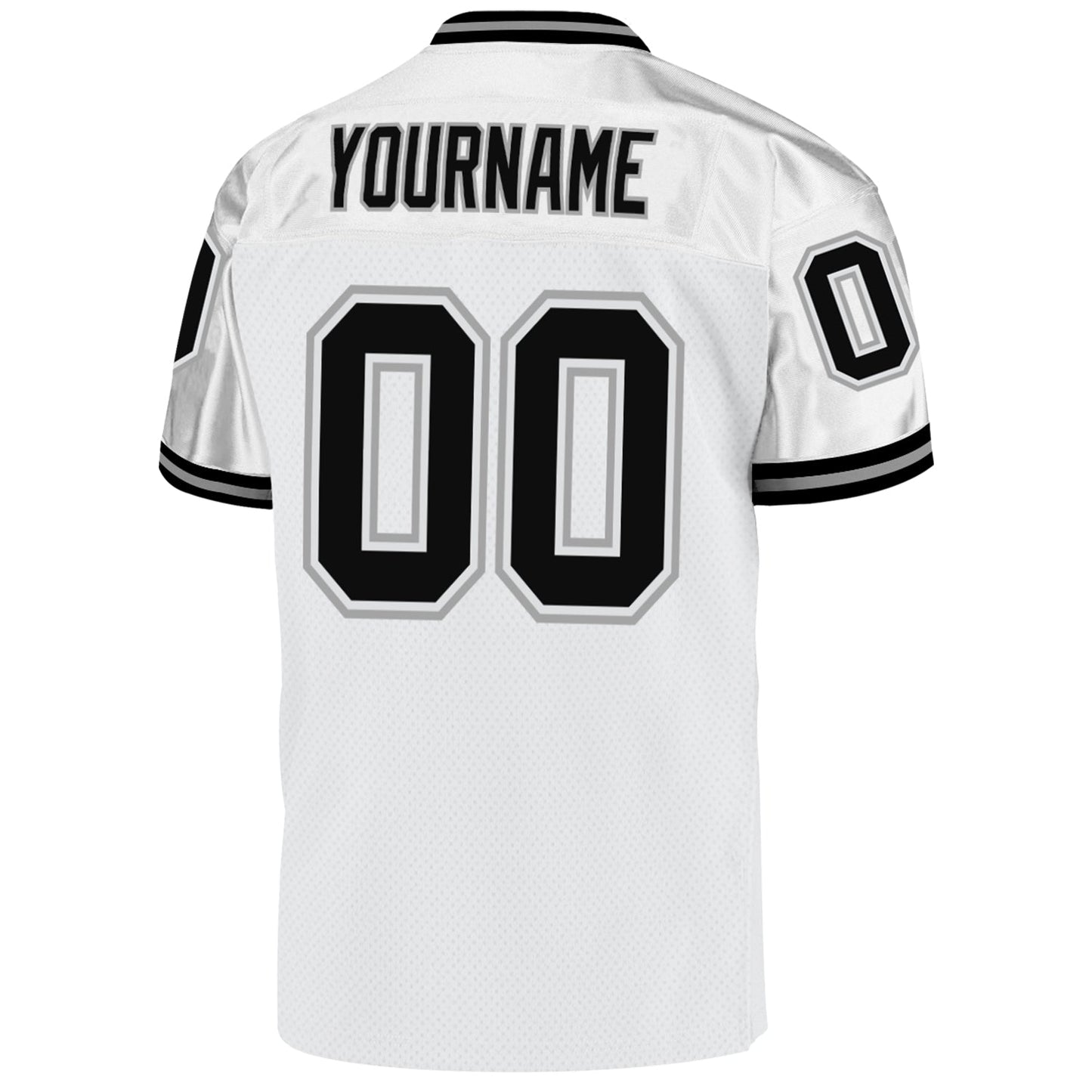 Custom White Black-Gray Mesh Authentic Throwback Football Jersey - Sky-Custom