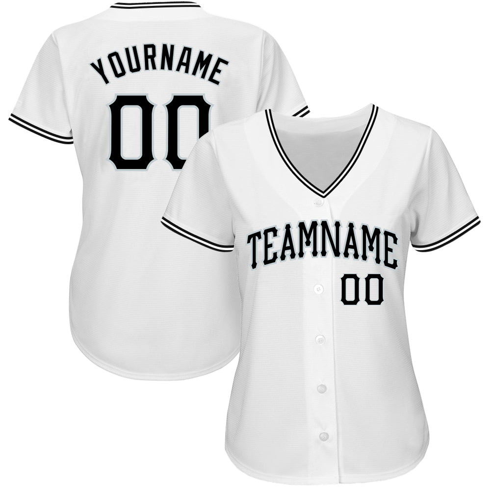 Custom White Black-Silver Authentic Baseball Jersey - Sky-Custom